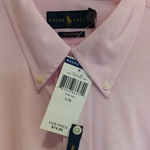 NWT Polo Ralph Lauren Pink Knit Oxford Size L